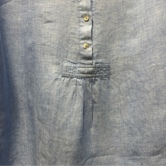 St Tropez women 100% Linen popover tunic rolltab breathable minimal Lagenlook Lg - Picture 7 of 8